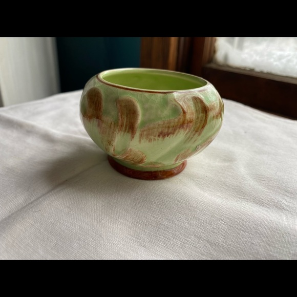 Sterling Pottery England Bowl Acanthus Leaves Green Brown - Picture 3 of 6